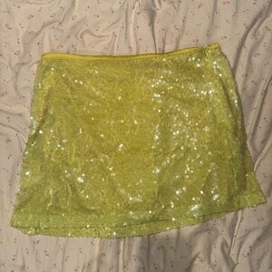 Zara Lime Sequin Mini Skirt